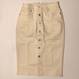 Madewell Button Down Beige denim Skirt Size 27 NWT